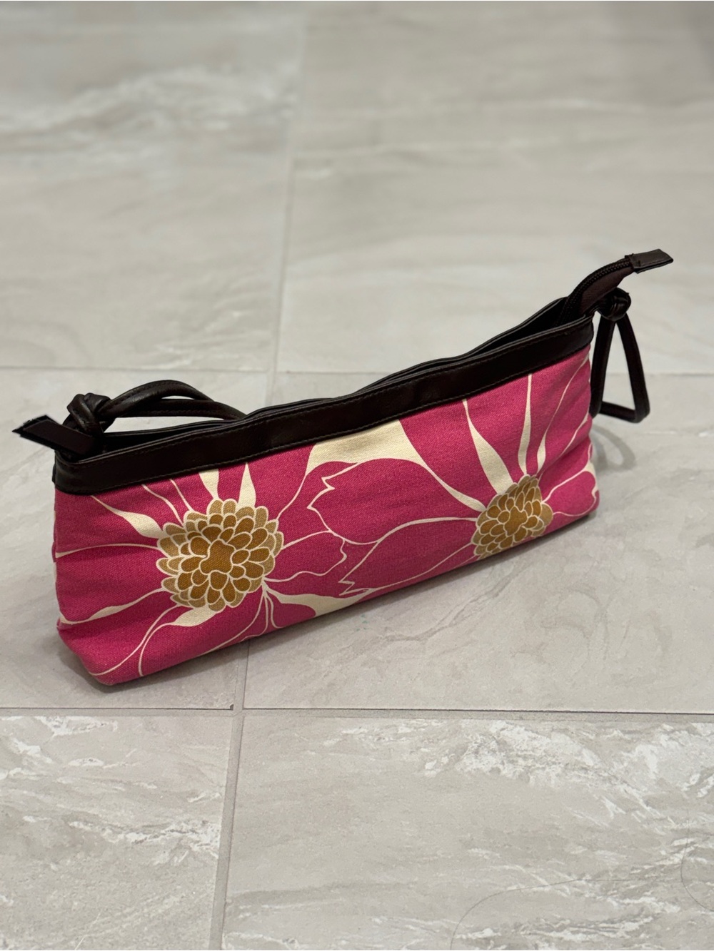 Vintage Victoria’s Secret Pink Floral Canvas Shoulder Bag Y2K Barbiecore
